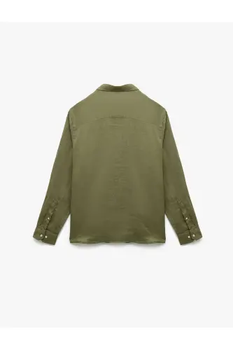 Long Sleeve Regular Fit Button-Down Collar Classic Linen G - 4