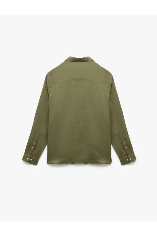 Long Sleeve Regular Fit Button-Down Collar Classic Linen G - 4