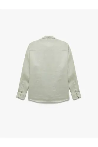 Long Sleeve Regular Fit Button-Down Collar Classic Linen G - 4