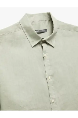 Long Sleeve Regular Fit Button-Down Collar Classic Linen G - 5