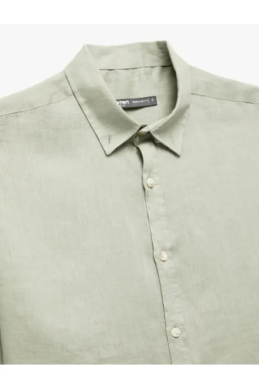 Long Sleeve Regular Fit Button-Down Collar Classic Linen G - 5