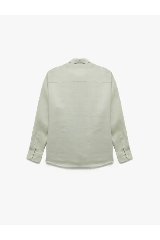 Long Sleeve Regular Fit Button-Down Collar Classic Linen G - 4