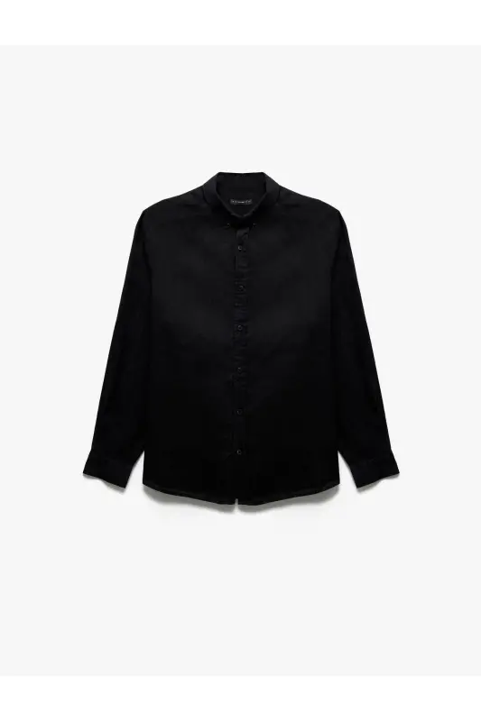 Long Sleeve Regular Fit Button-Down Collar Classic Linen Sh - 4