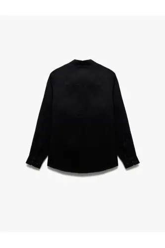 Long Sleeve Regular Fit Button-Down Collar Classic Linen Sh - 5