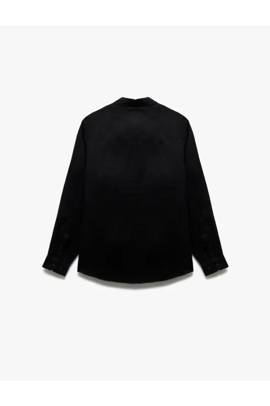 Long Sleeve Regular Fit Button-Down Collar Classic Linen Sh - 5