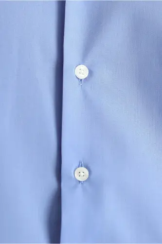 Long Sleeve Regular Fit Non Iron Cotton Button-Down Shirt - Aqua Blue - 6
