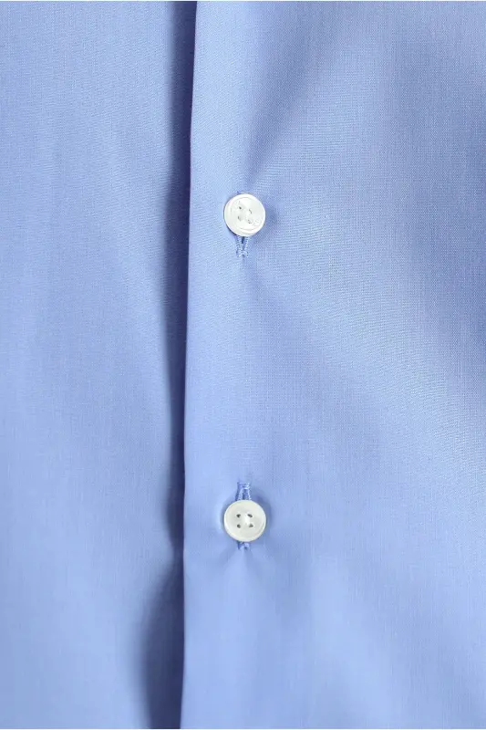 Long Sleeve Regular Fit Non Iron Cotton Button-Down Shirt - Aqua Blue - 6