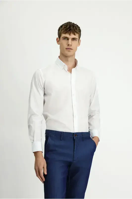 Long Sleeve Regular Fit Non Iron Cotton Shirt - 1