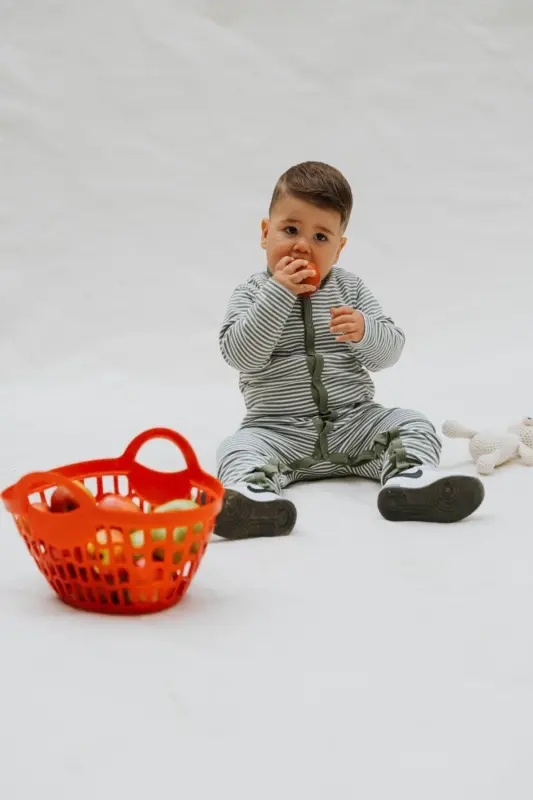 Long Sleeve Romper Baby Printed Organic Cotton-green - 2