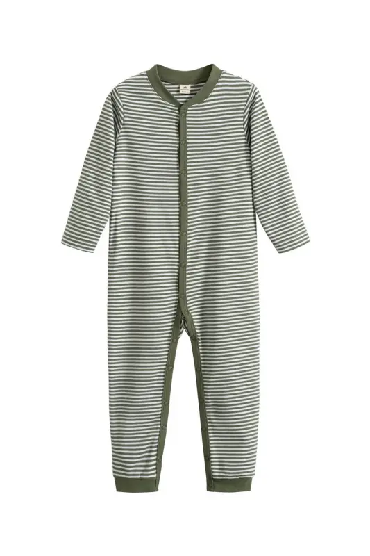 Long Sleeve Romper Baby Printed Organic Cotton-green - 3