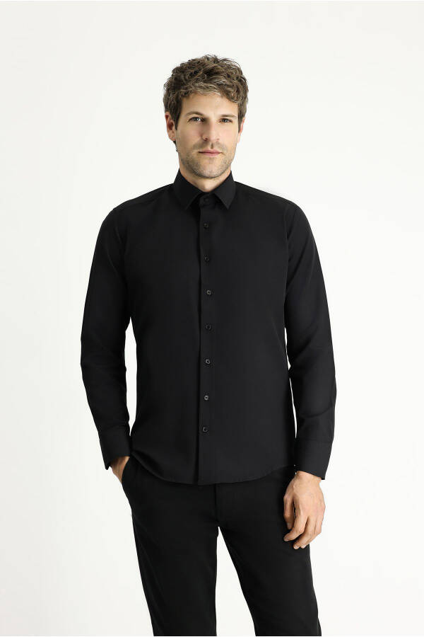 Long Sleeve Slim Fit Classic Cotton Shirt - 4