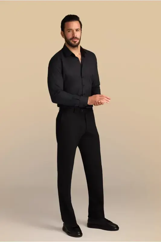 Long Sleeve Slim Fit Narrow Cut Non Iron Cotton Shirt - 1