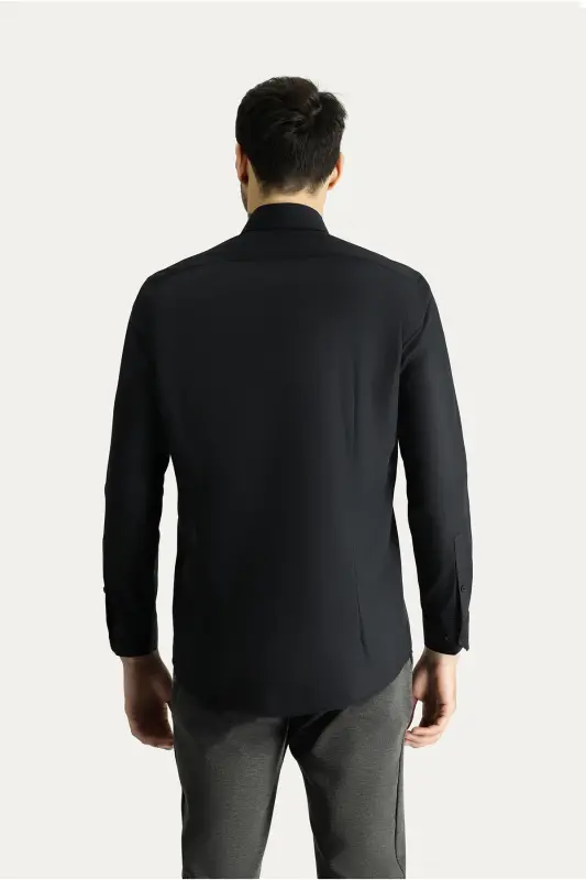Long Sleeve Slim Fit Narrow Cut Non Iron Cotton Shirt - 5