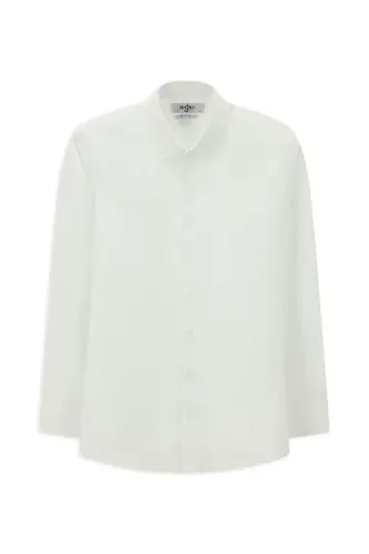 Long Sleeve Slim Fit Narrow Cut Non Iron Cotton Shirt-White - 7