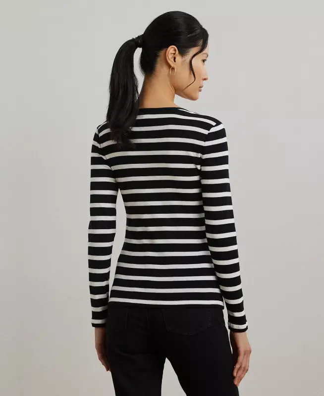 Long-Sleeve Stretch T-Shirt-Black/white - 2