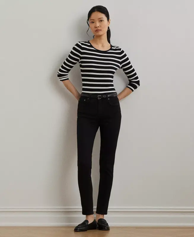 Long-Sleeve Stretch T-Shirt-Black/white - 4