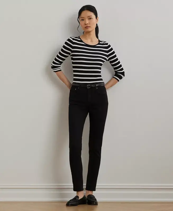 Long-Sleeve Stretch T-Shirt-Black/white - 4