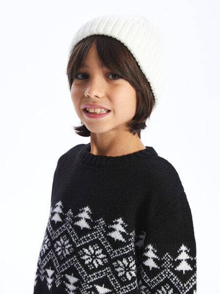 Long Sleeve Striped Boys' Knit Sweater with Crew Neck - 11