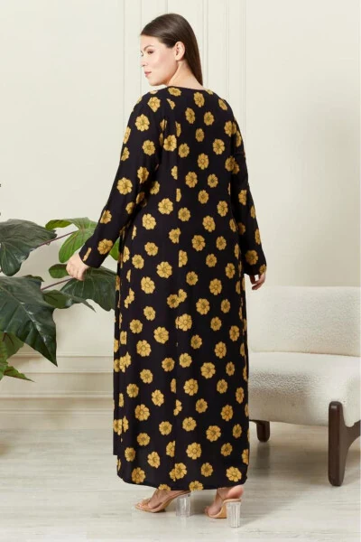 Long Sleeve Viscose Floral Print Plus Size Maternity Dress - 12