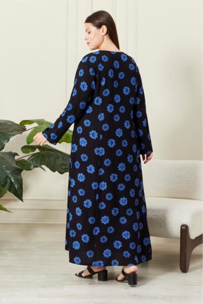 Long Sleeve Viscose Floral Printed Plus Size Maternity Dress - 8