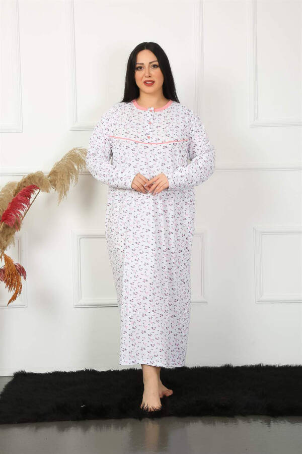 Long Sleeve White Maternity Nightgown 1356 - 4