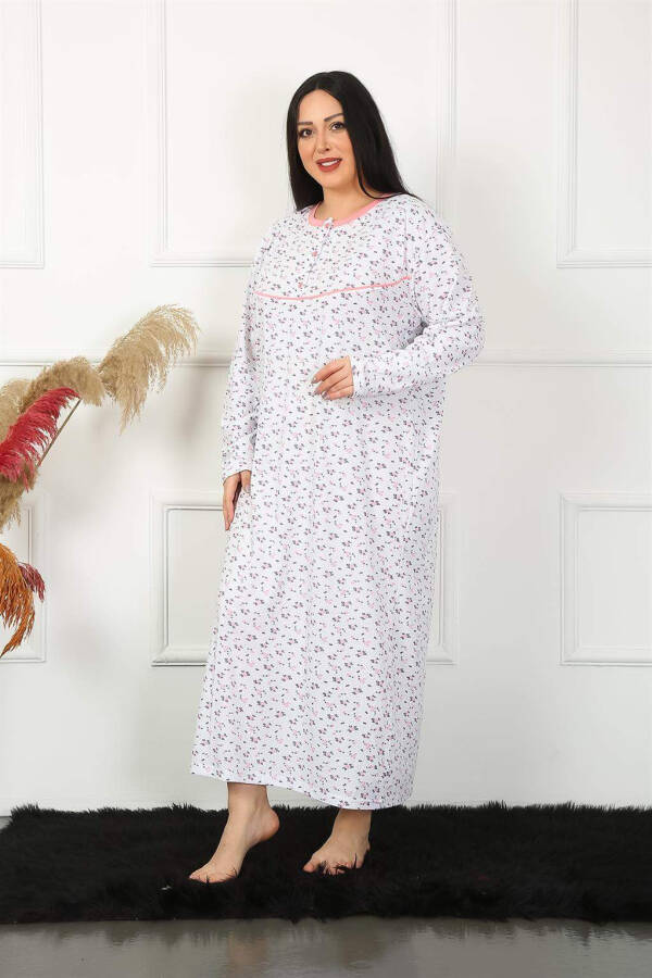 Long Sleeve White Maternity Nightgown 1356 - 5