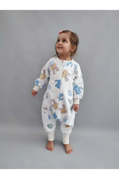 Long Sleeve Winter Baby Sleeping Bag 100% Cotton 20-24 Degrees 1 Tog Rabbit Patterned - RUKİYE YAVUZ PAMUK PAZEN