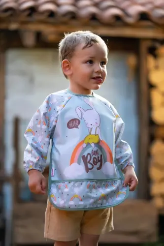 Long-sleeved 2-piece bib and activity apron Giraffe And - 7