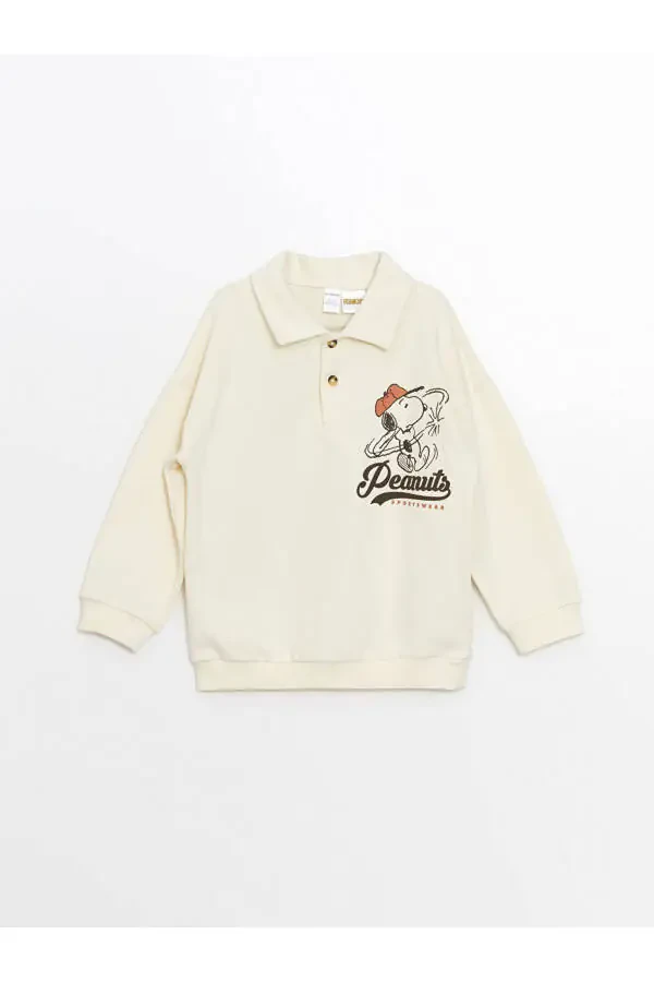 Long-sleeved baby boy sweatshirt with Snoopy print - 1