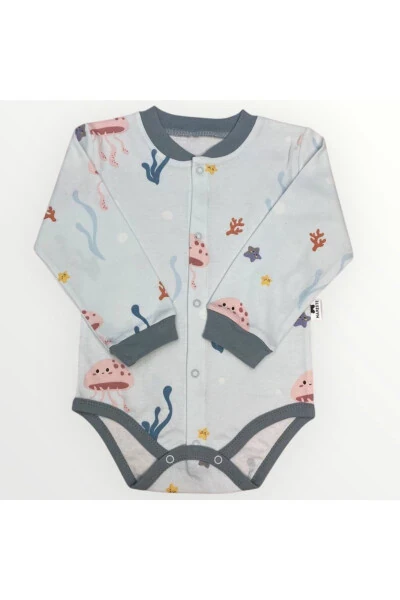Long-sleeved baby romper with marine life pattern - Modazone