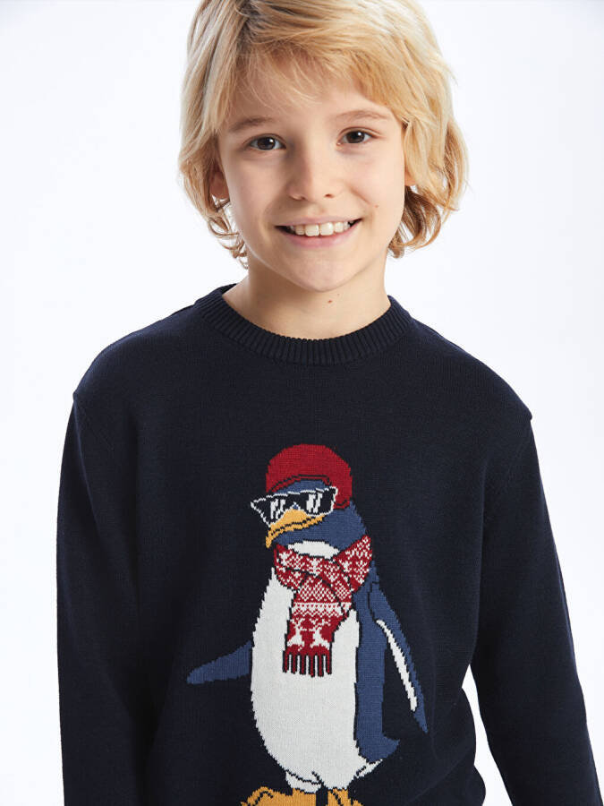 Long-sleeved Boy's Knit Sweater with Bicycle Neck Design - 13