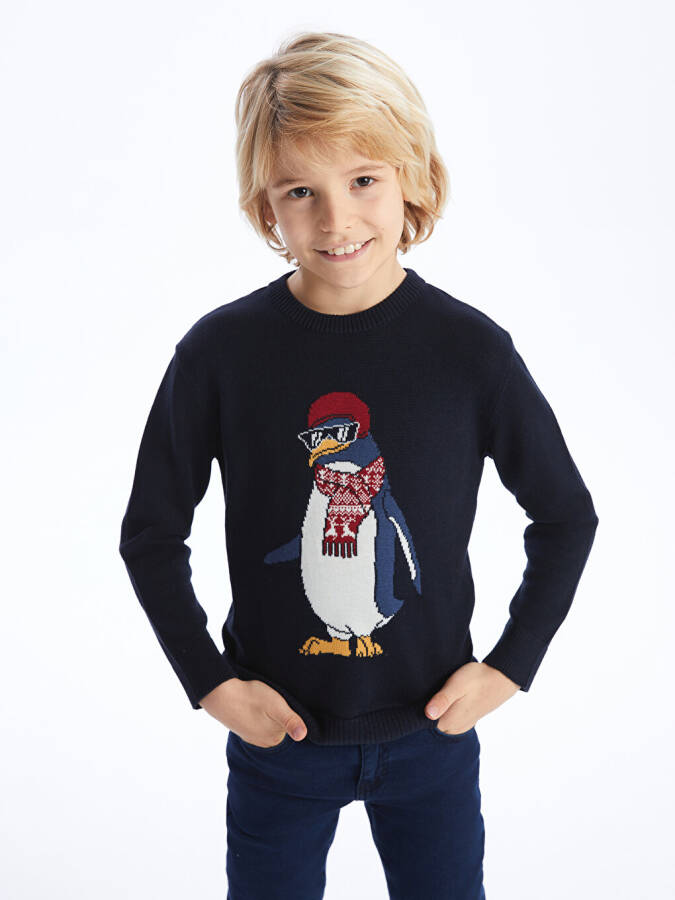 Long-sleeved Boy's Knit Sweater with Bicycle Neck Design - 20