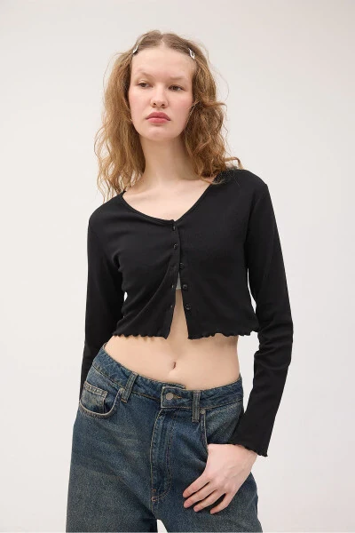 Long-sleeved Buttoned Crop Cardigan H1666-T10 - ADDAX (1)