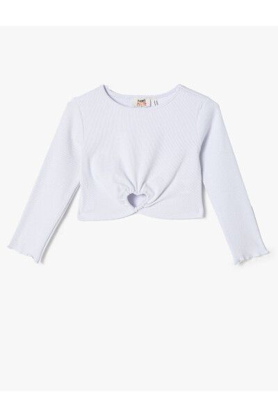 Long-sleeved, crew neck, cotton kaşkorse blouse with heart window detail. - 1