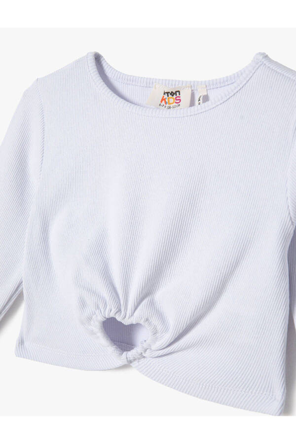 Long-sleeved, crew neck, cotton kaşkorse blouse with heart window detail. - 3