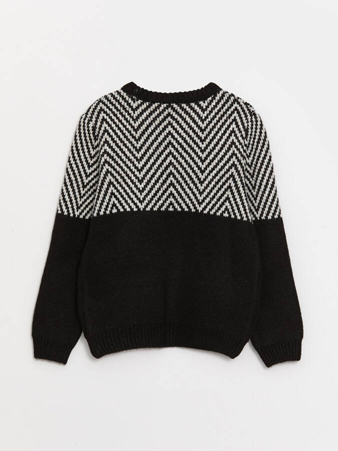 Long-sleeved Striped Boys' Knit Sweater with Crew Neck - 4