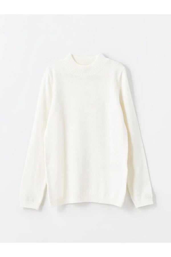 Long-Sleeved V-Neck Girls' Knit Sweater - 3