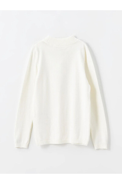 Long-Sleeved V-Neck Girls' Knit Sweater - 4