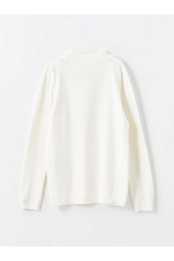 Long-Sleeved V-Neck Girls' Knit Sweater - 4