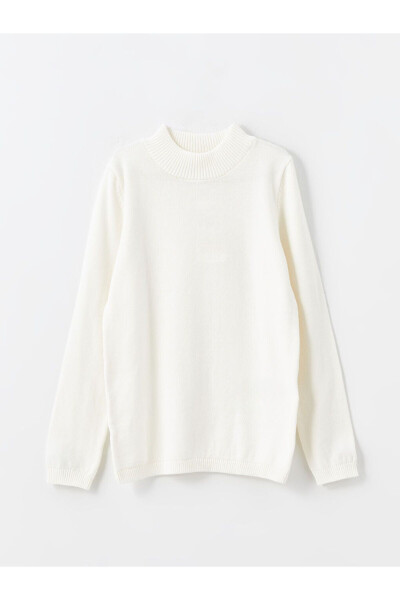 Long-Sleeved V-Neck Girls' Knit Sweater - 1