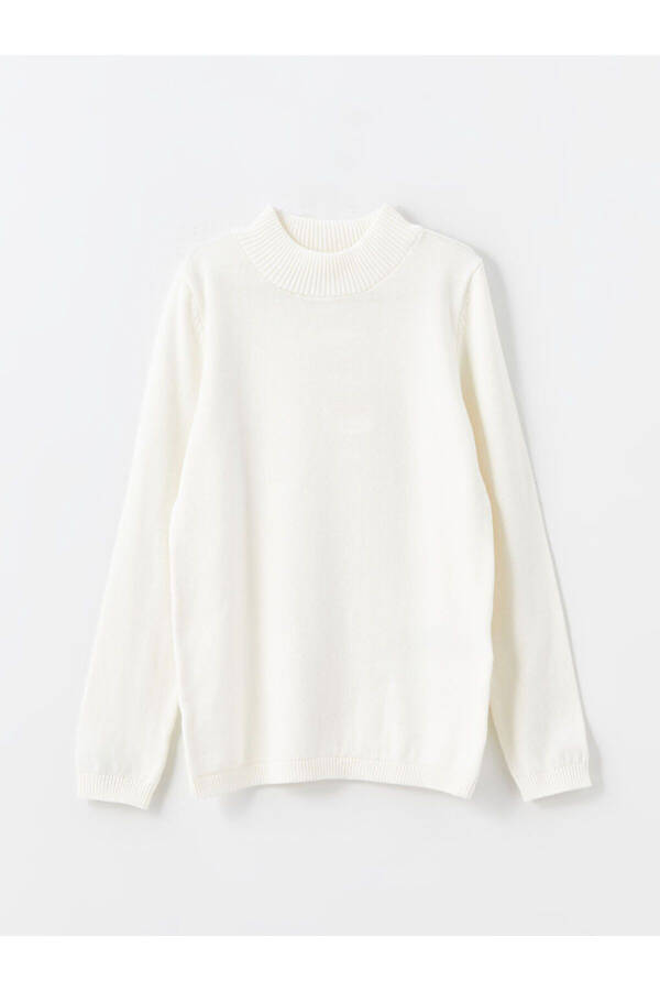 Long-Sleeved V-Neck Girls' Knit Sweater - 1