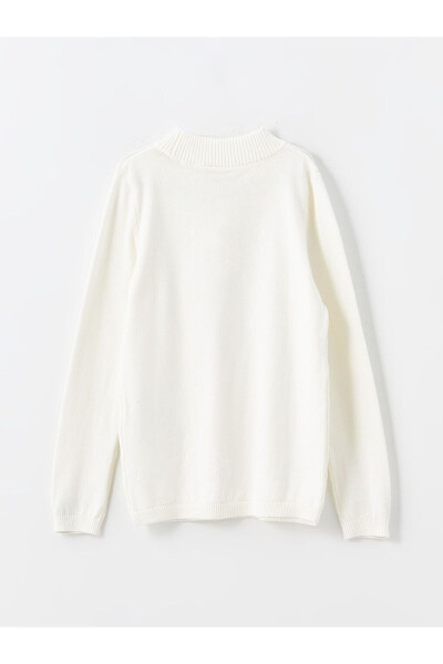 Long-Sleeved V-Neck Girls' Knit Sweater - 2