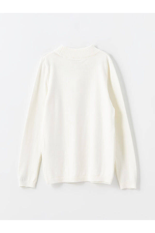 Long-Sleeved V-Neck Girls' Knit Sweater - 2