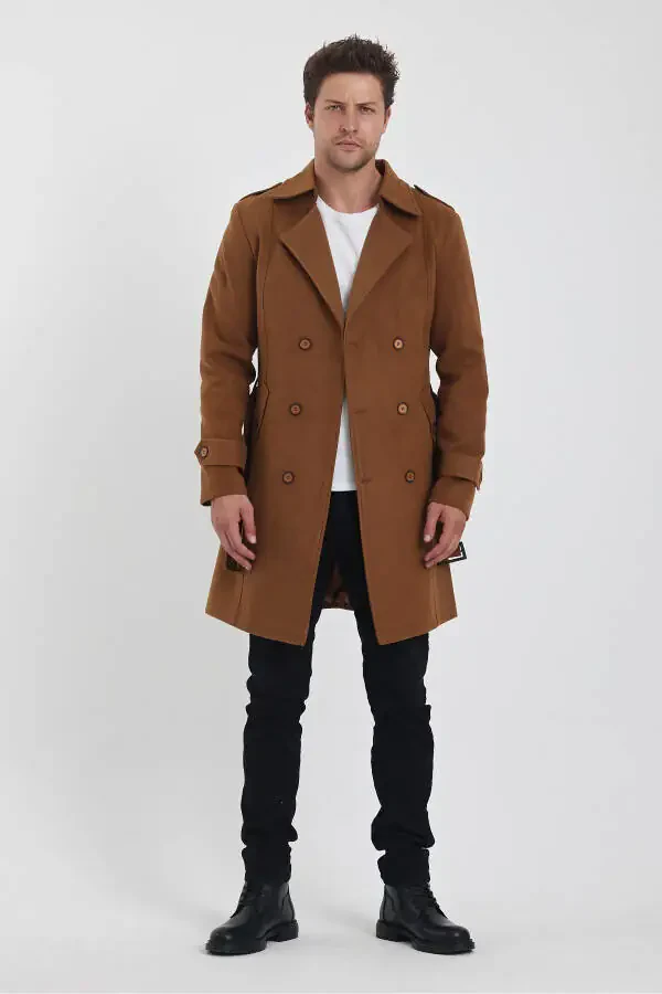 Long, slim fit, double-breasted, cashmere coat. - 10