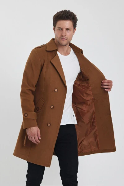 Long, slim fit, double-breasted, cashmere coat. - 11