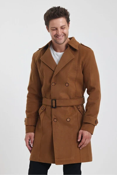 Long, slim fit, double-breasted, cashmere coat. - 13