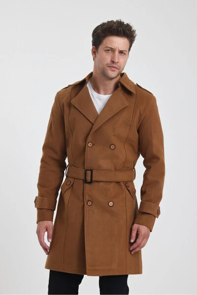 Long, slim fit, double-breasted, cashmere coat. - 14