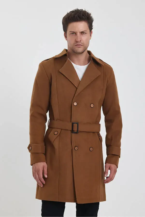 Long, slim fit, double-breasted, cashmere coat. - 1