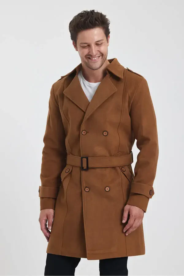 Long, slim fit, double-breasted, cashmere coat. - 5