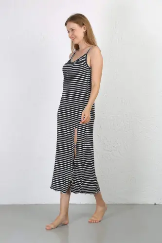 Long Slit Nightshirt with Spaghetti Straps 90127 - 5